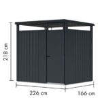 KOVINSKA VRTNA HIŠKA KARIBU OSTEN 1.5 ANTRAZIT 220X160X215 - slika 2